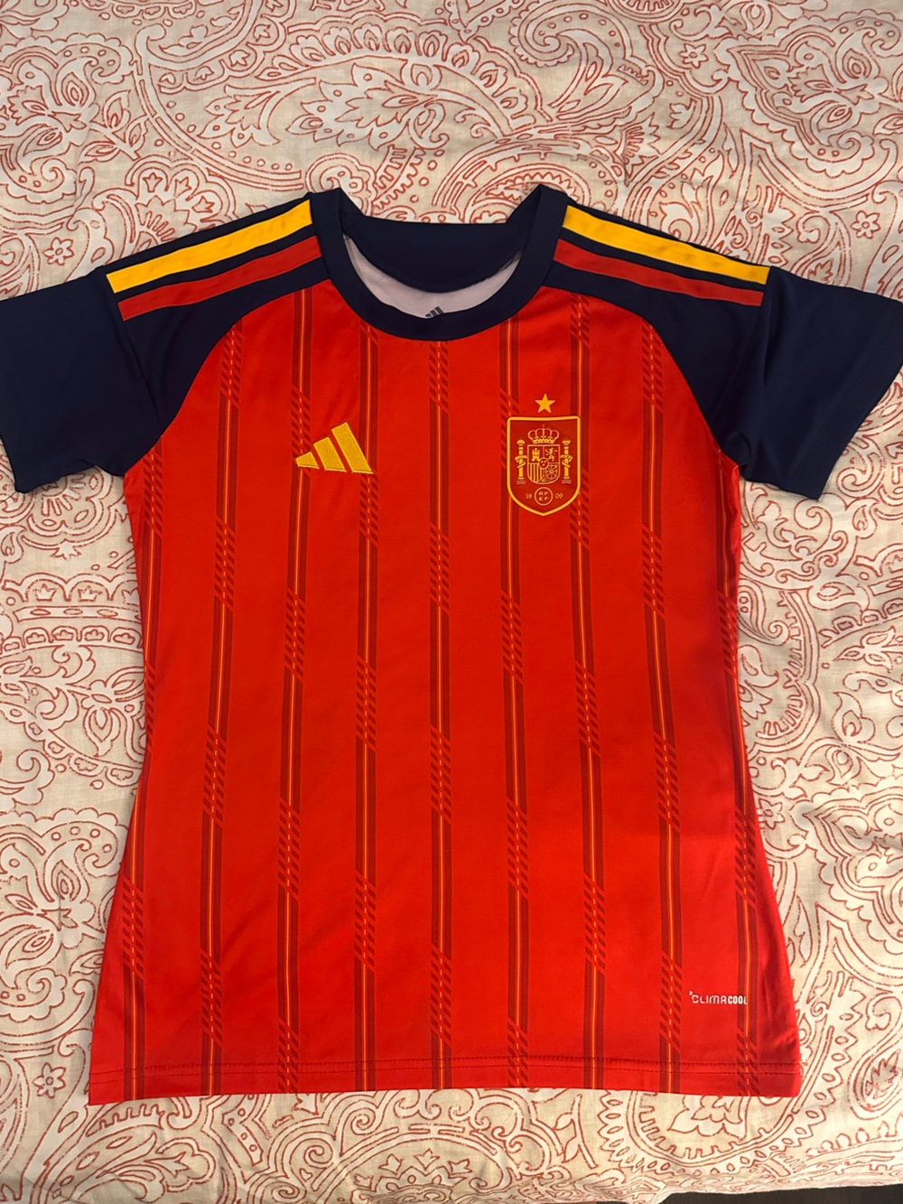 Adidas 2026 FIFA España Red Soccer Jersey with Navy and Yellow Accents - Women
